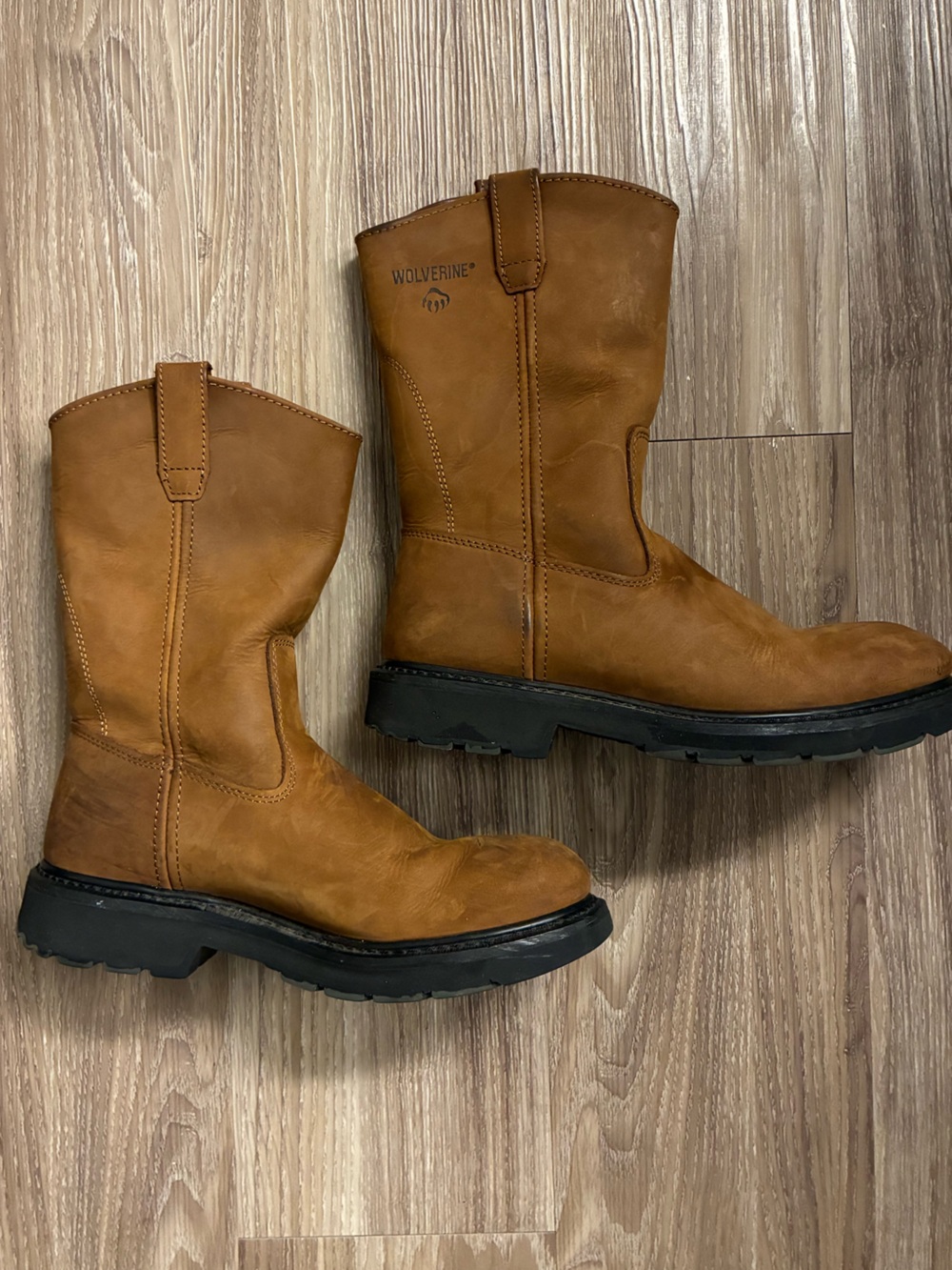 Wolverine Tan Leather Work Pull-On Boots